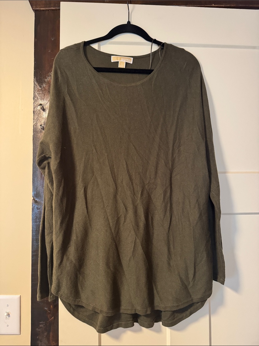 Michael Kors Olive Green Scoop Neck Top